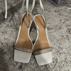 Elegant White Sandals with Rhinestone Accents